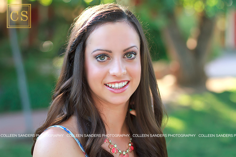 Nicole's summer senior portraits with natural greenery, flowers and golden light by El Dorado Hills Senior photographer Colleen Sanders.