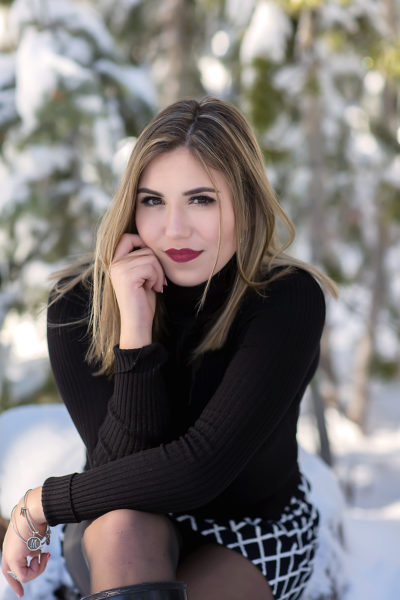 Senior session in snow in Tahoe, California by Colleen Sanders Photography hunter boots.