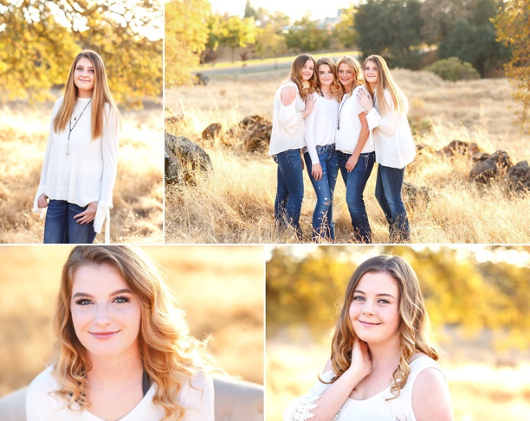 Fall family portraits in Folsom fields, oak trees, senior girl, boots, white sweater, mom by Colleen Sanders Photography.