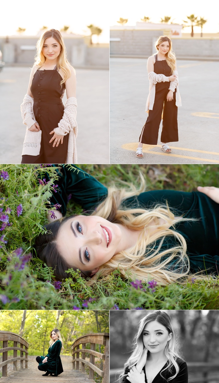 colleen sanders photography best senior pictures el dorado hills folsom downtown rooftop spring flowers field natural sunset urban glam dress makeup