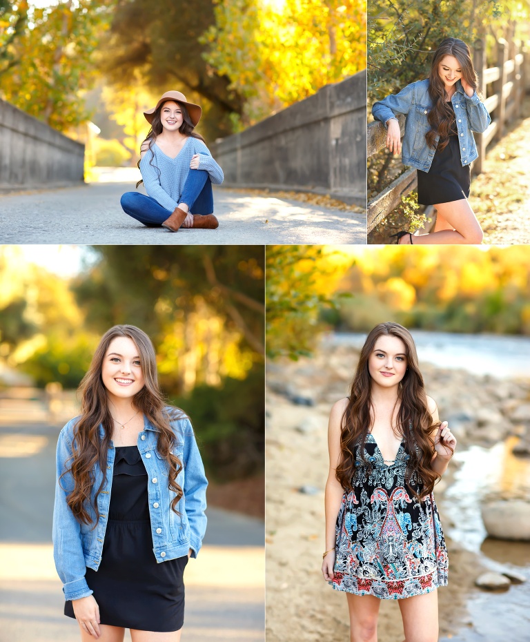 Colleen Sanders senior photographer fall portraits on river rustic oak ridge high school el dorado hills leaves